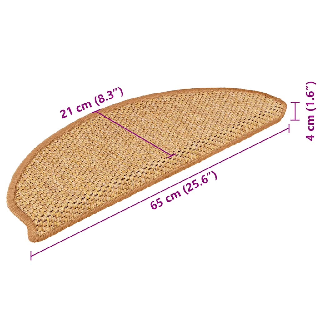 Tapetes escada adesivos aspeto sisal 15 pcs cor de sisal