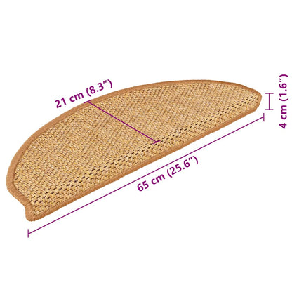 Tapetes escada adesivos aspeto sisal 15 pcs cor de sisal