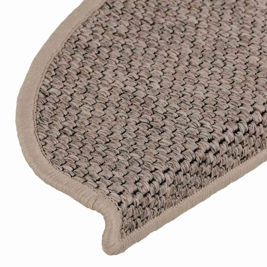 Tapetes escada adesivos aspeto sisal 15pcs 65x21x4 bege-escuro
