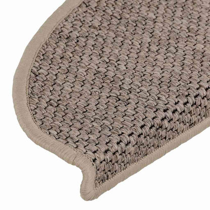 Tapetes escada adesivos aspeto sisal 15pcs 65x21x4 bege-escuro