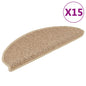 Tapetes escada adesivos aspeto sisal 15pcs 65x21x4cm cor areia