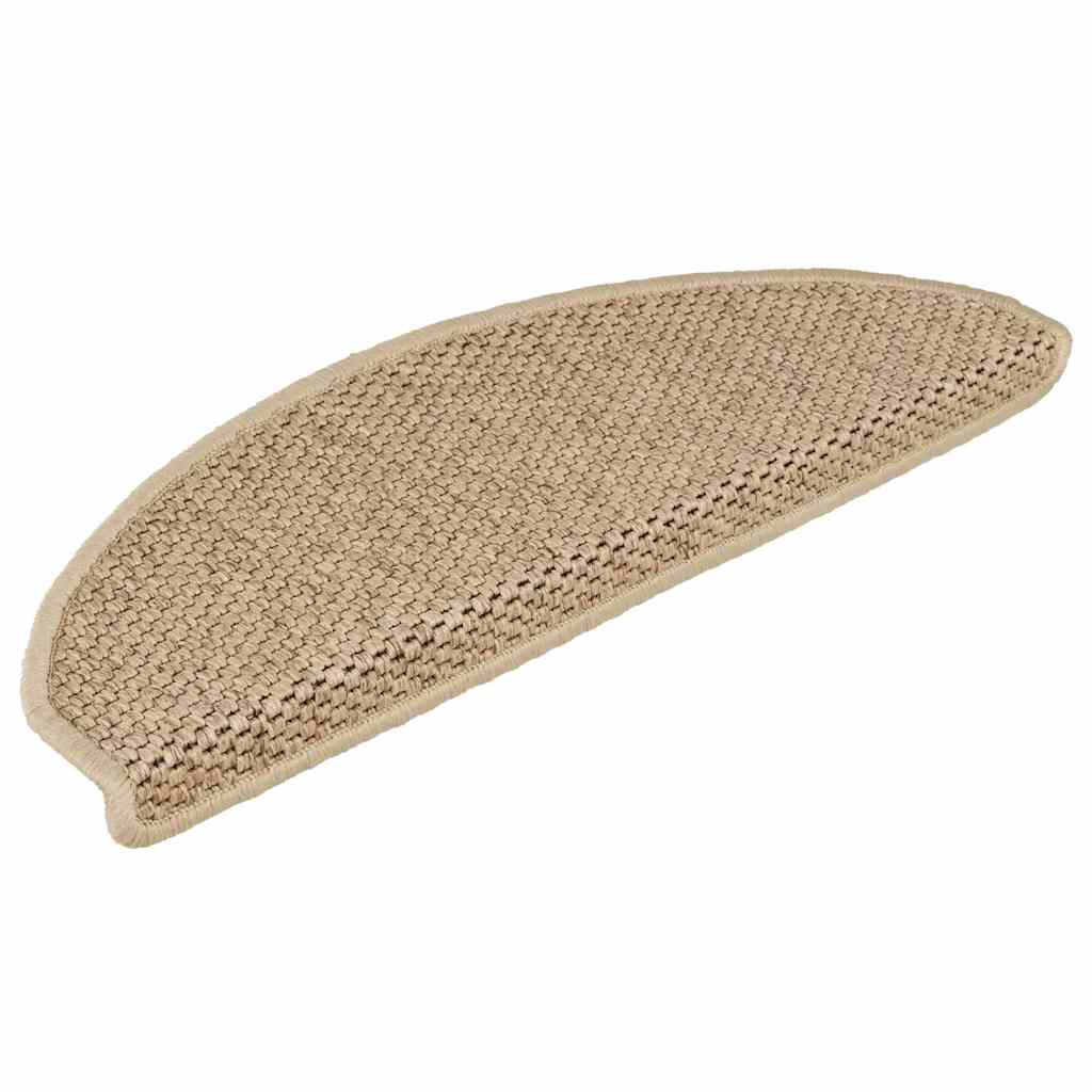 Tapetes escada adesivos aspeto sisal 15pcs 65x21x4cm cor areia