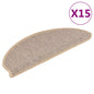 Tapetes escada adesivos aspeto sisal 15pcs 65x21x4cm bege-claro