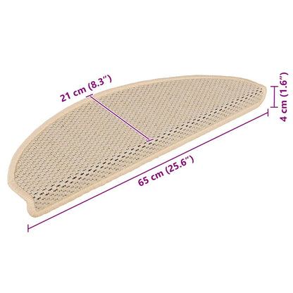 Tapetes escada adesivos aspeto sisal 15 pcs 65x21x4 cm berbere