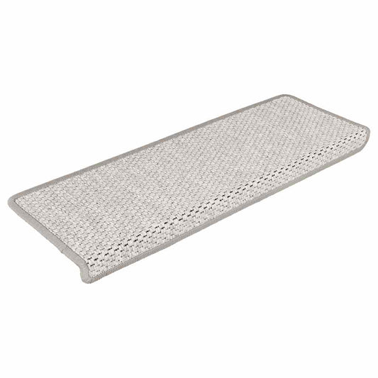 Tapetes escada adesivos aspeto sisal 15pcs 65x21x4 cm platinado