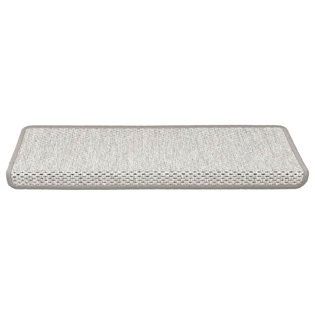 Tapetes escada adesivos aspeto sisal 15pcs 65x21x4 cm platinado