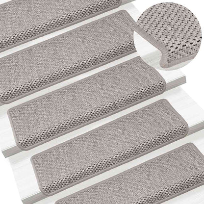 Tapetes escada adesivos aspeto sisal 15pcs 65x21x4 cm prateado