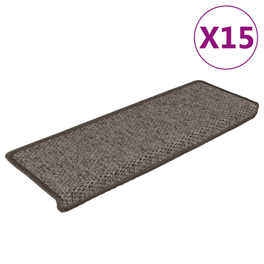 Tapetes escada adesivos aspeto sisal 15pcs 65x21x4 cinza e bege