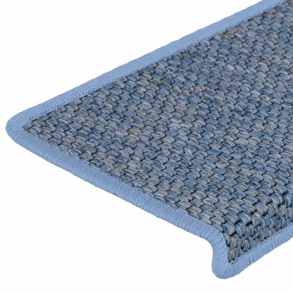 Tapetes escada adesivos aspeto sisal 15 pcs 65x21x4 cm azul