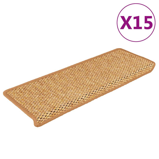 Tapetes escada adesivos aspeto sisal 15 pcs 65x21x4 cm laranja