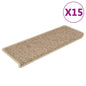Tapetes escada adesivos aspeto sisal 15pcs 65x21x4cm cor areia