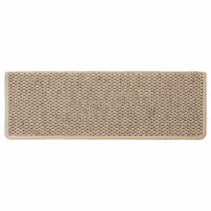 Tapetes escada adesivos aspeto sisal 15pcs 65x21x4cm cor areia