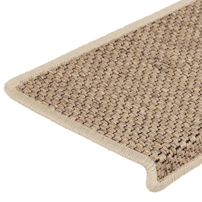 Tapetes escada adesivos aspeto sisal 15pcs 65x21x4cm cor areia