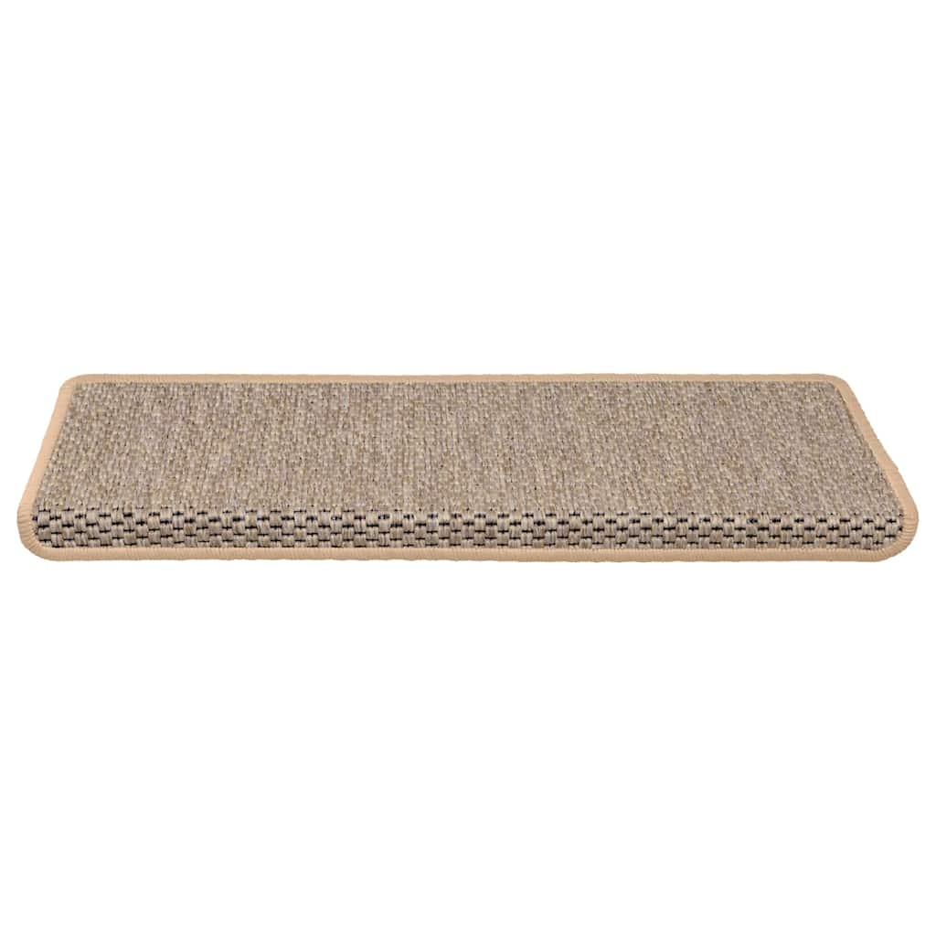 Tapetes escada adesivos aspeto sisal 15pcs 65x21x4cm bege-claro