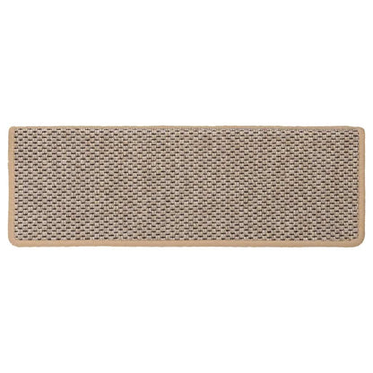 Tapetes escada adesivos aspeto sisal 15pcs 65x21x4cm bege-claro