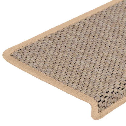 Tapetes escada adesivos aspeto sisal 15pcs 65x21x4cm bege-claro
