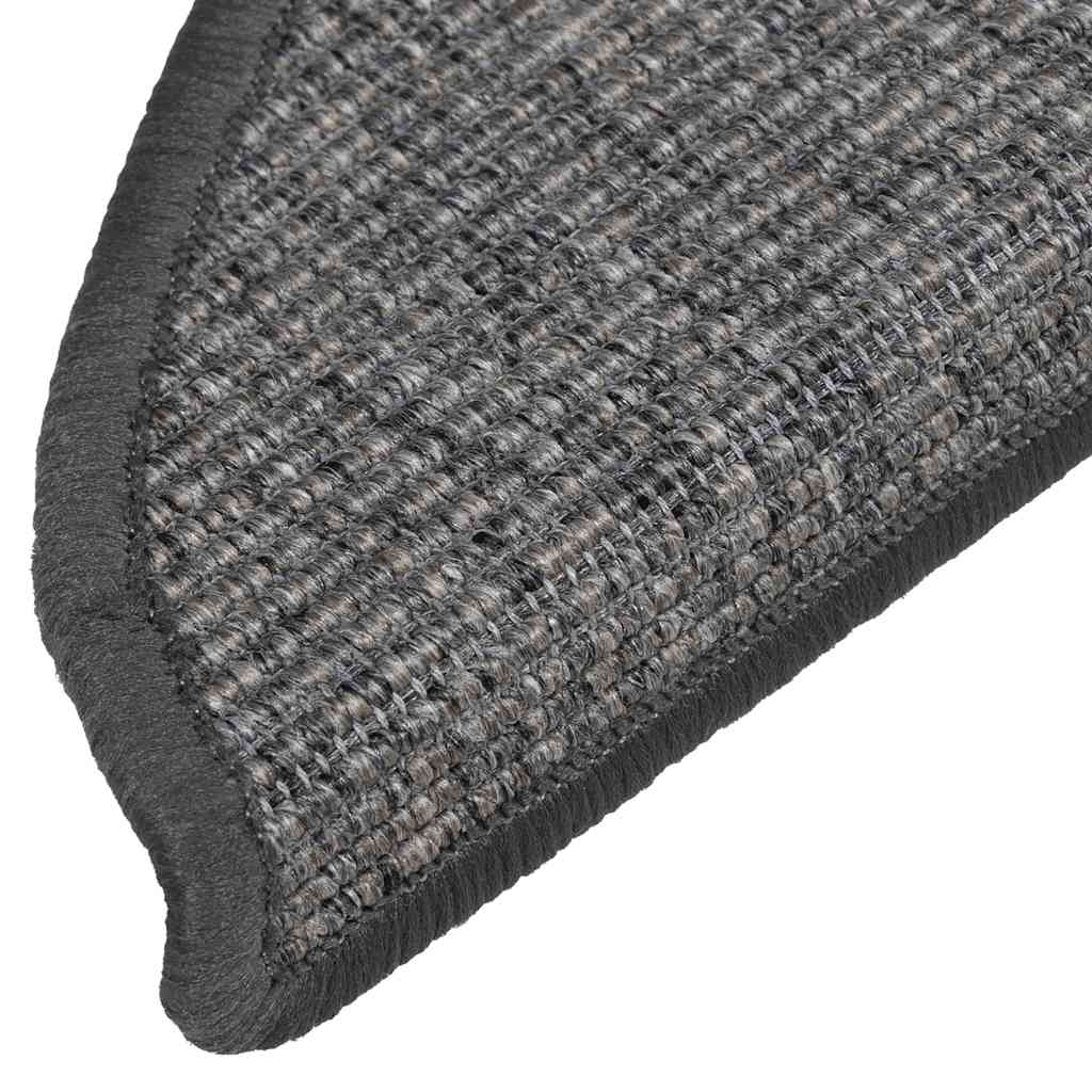 Tapetes de escada 15 peças 56x17x3 cm bege e cinza semicircular