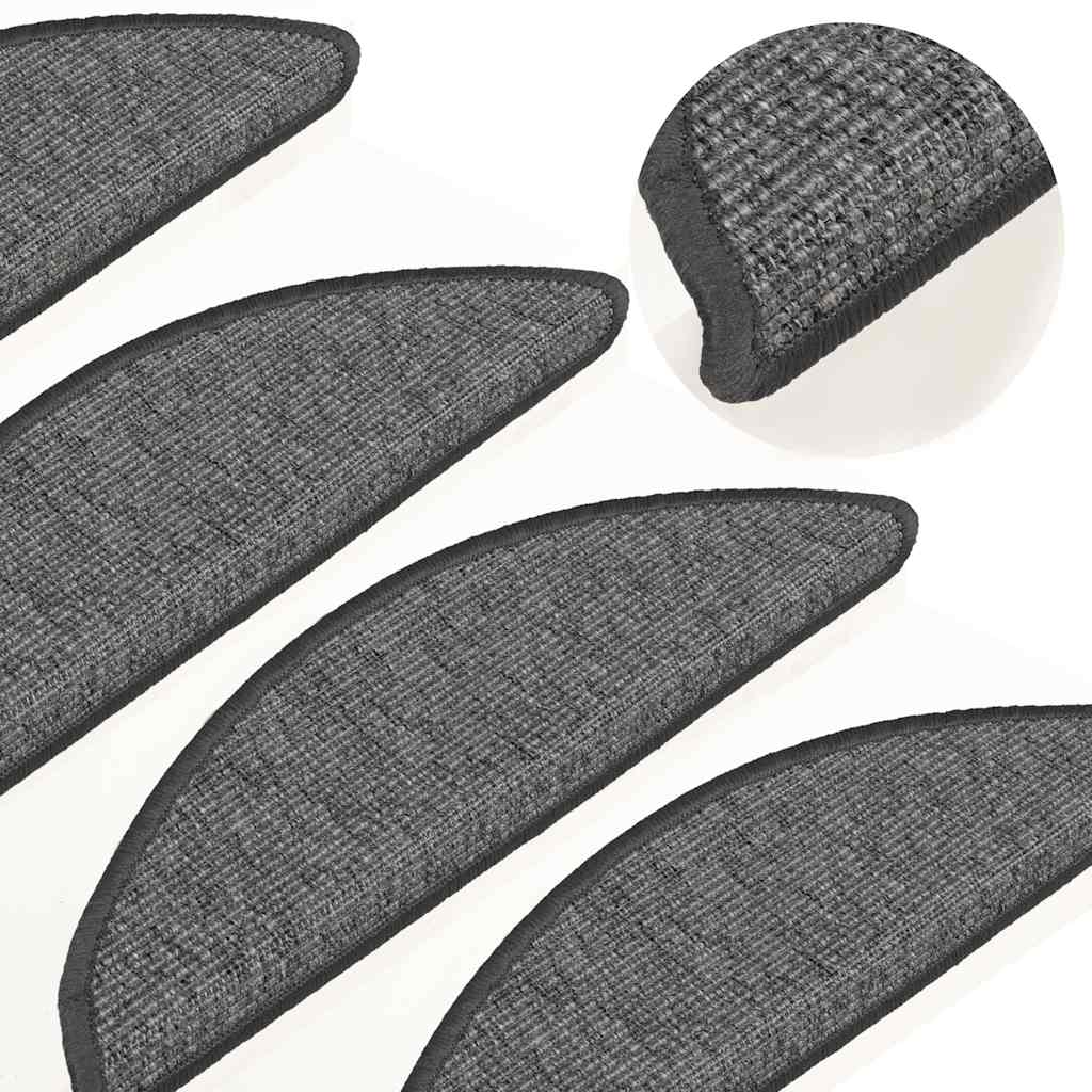 Tapetes de escada 15 peças 56x17x3 cm bege e cinza semicircular