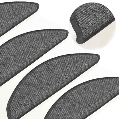 Tapetes de escada 15 peças 56x17x3 cm bege e cinza semicircular