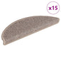 Tapetes de escada 15 peças 56x17x3 cm bege escuro semicircular