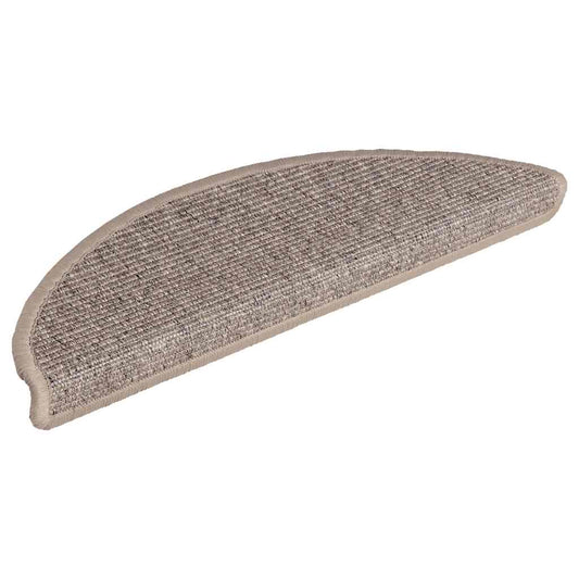 Tapetes de escada 15 peças 56x17x3 cm bege escuro semicircular