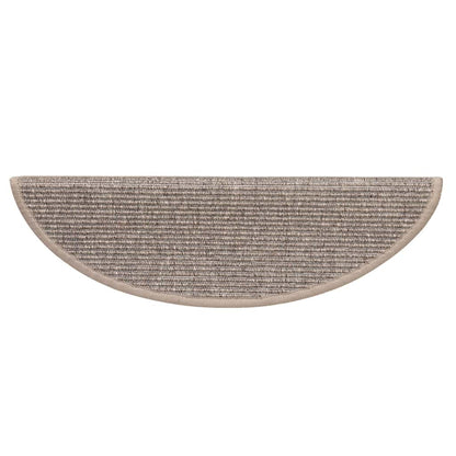 Tapetes de escada 15 peças 56x17x3 cm bege escuro semicircular