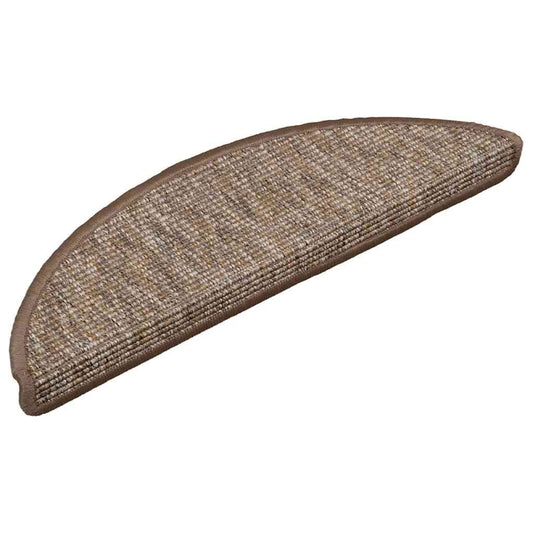 Tapetes de escada 15 peças 56x17x3 cm marrom claro semicircular