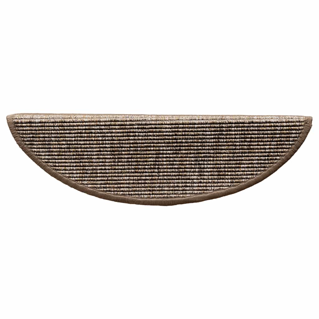 Tapetes de escada 15 peças 56x17x3 cm marrom claro semicircular