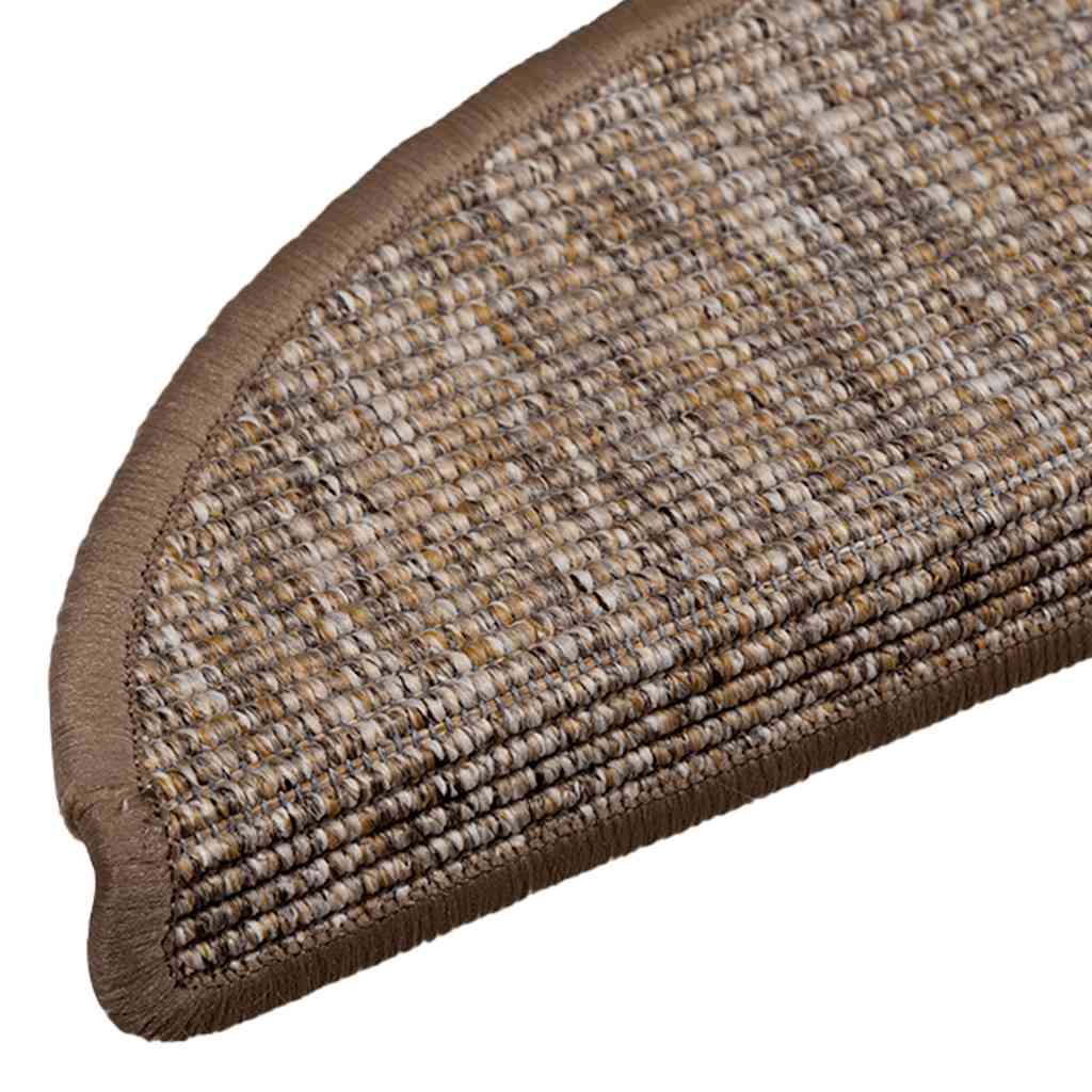 Tapetes de escada 15 peças 56x17x3 cm marrom claro semicircular