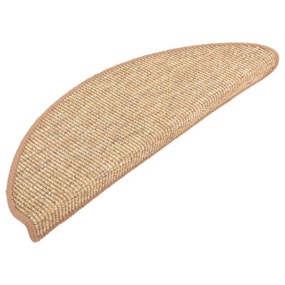 Tapetes de escada 15 peças 65x21x4 cm marrom claro meio redondo grande