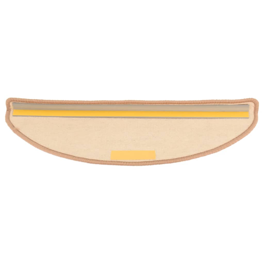 Tapetes de escada 15 peças 65x21x4 cm marrom claro meio redondo grande