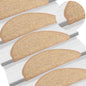 Tapetes de escada 15 peças 65x21x4 cm marrom claro meio redondo grande