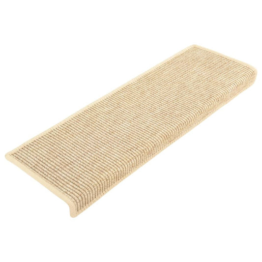 Tapetes de escada 15 peças 65x21x4 cm bege claro com borda retangular