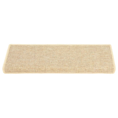 Tapetes de escada 15 peças 65x21x4 cm bege claro com borda retangular