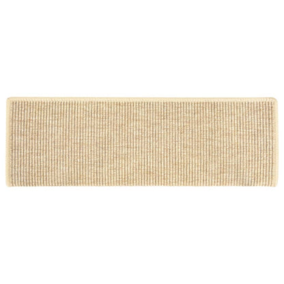 Tapetes de escada 15 peças 65x21x4 cm bege claro com borda retangular