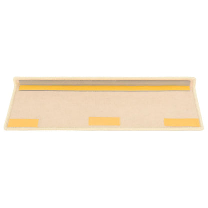 Tapetes de escada 15 peças 65x21x4 cm bege claro com borda retangular