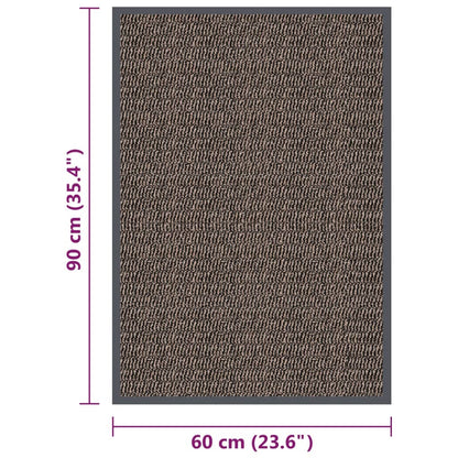 Tapete de entrada tufado 60x90 cm castanho-escuro