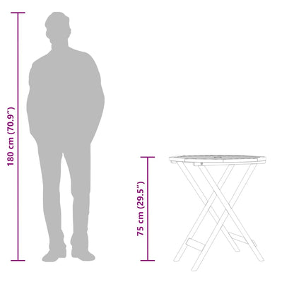 Mesa de jardim dobrável Ø60x75 cm madeira eucalipto maciça