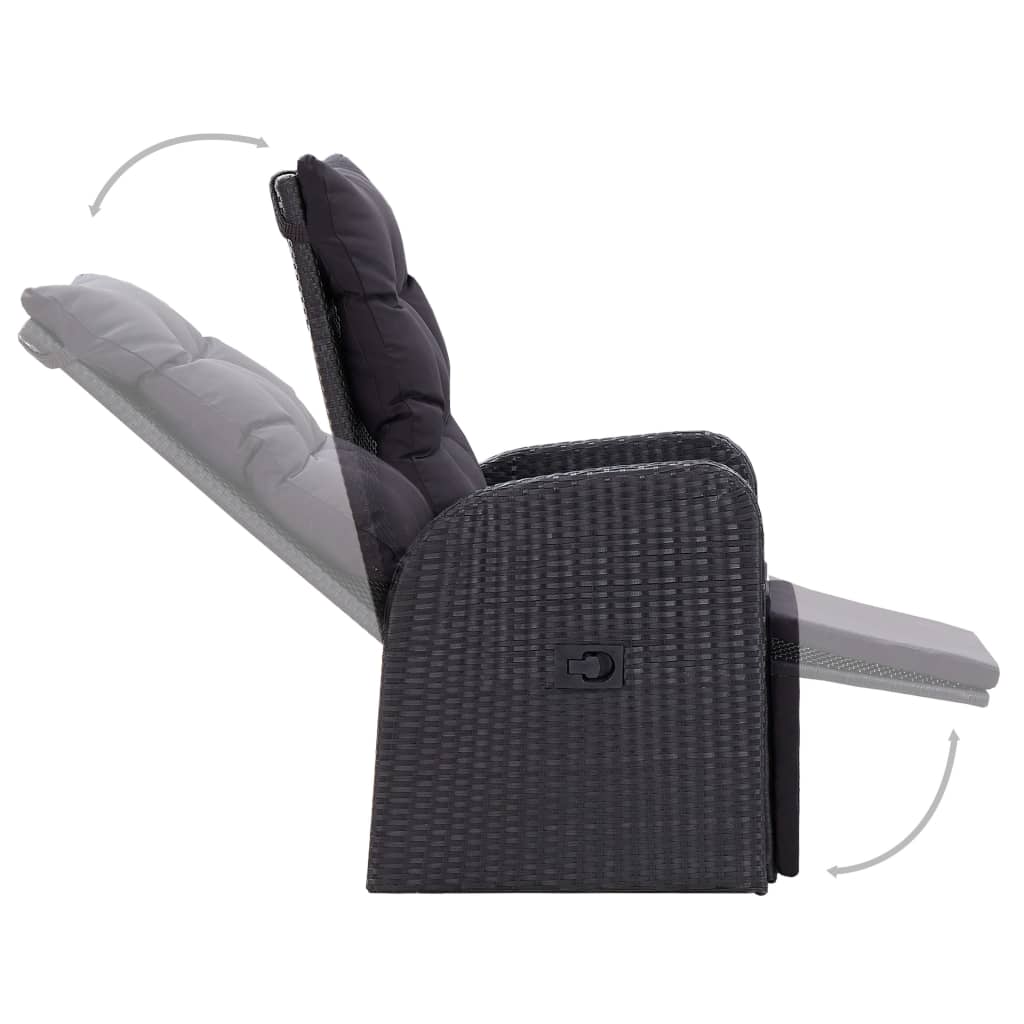 5 pcs conjunto de jantar para jardim preto