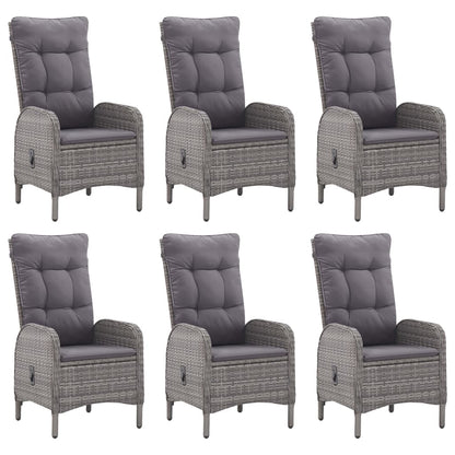 7 pcs conjunto de jantar para jardim cinzento