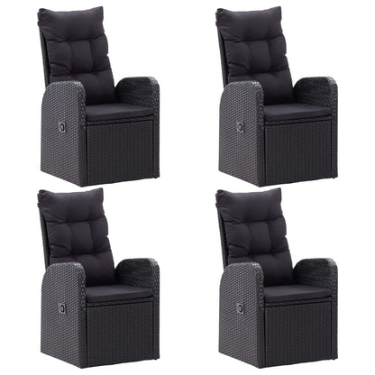 5 pcs conjunto de jantar de jardim preto