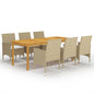 7 pcs conjunto de jantar para jardim bege