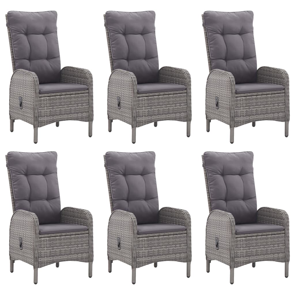 7 pcs conjunto de jantar para jardim cinzento