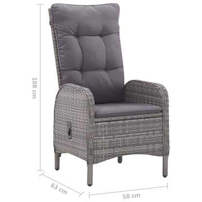 9 pcs conjunto de jantar para jardim cinzento