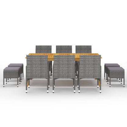 11 pcs conjunto de jantar para jardim cinzento