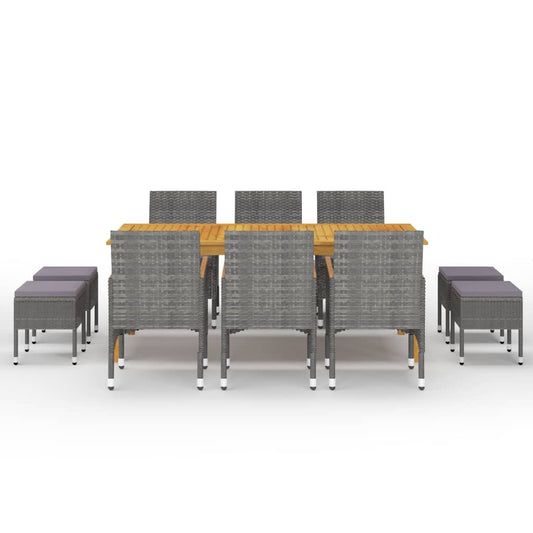 11 pcs conjunto de jantar para jardim cinzento