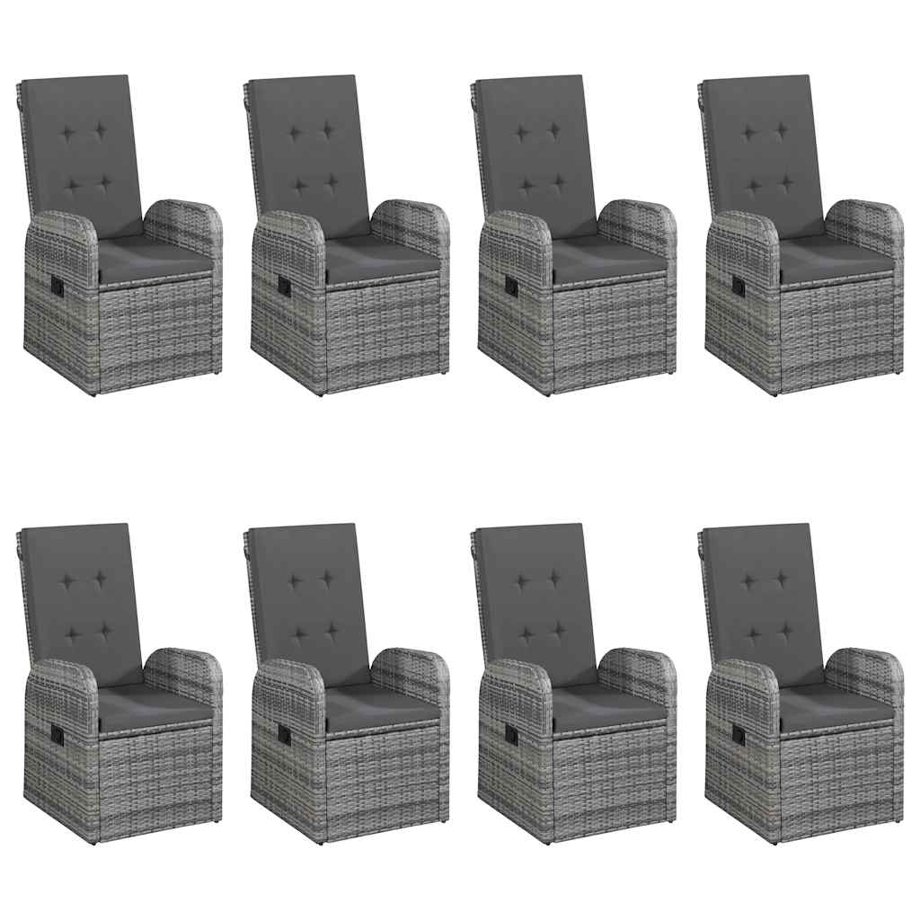 9 pcs conjunto de jantar para jardim cinzento