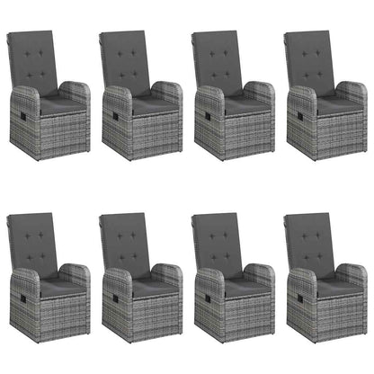 9 pcs conjunto de jantar para jardim cinzento