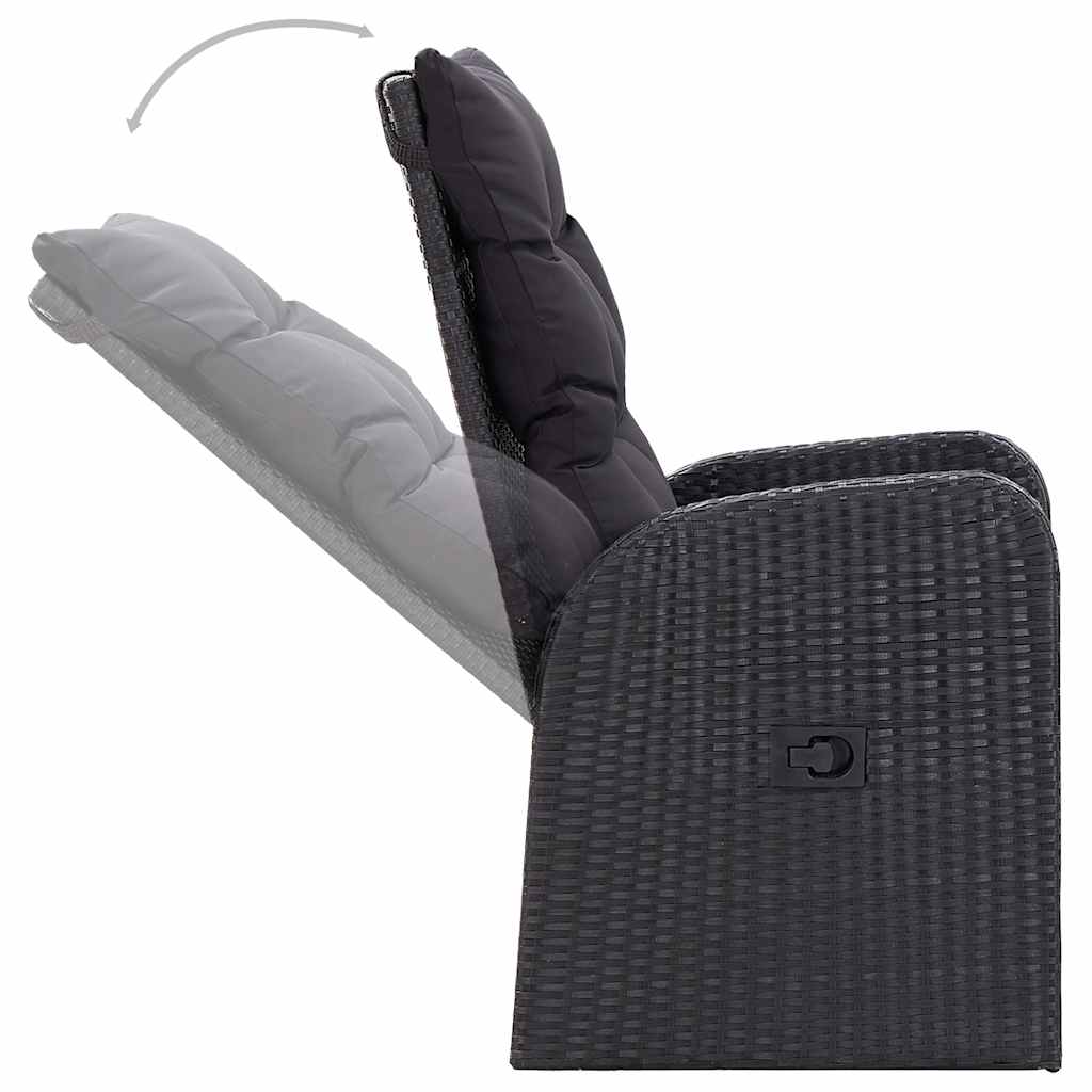 9 pcs conjunto de jantar para jardim preto