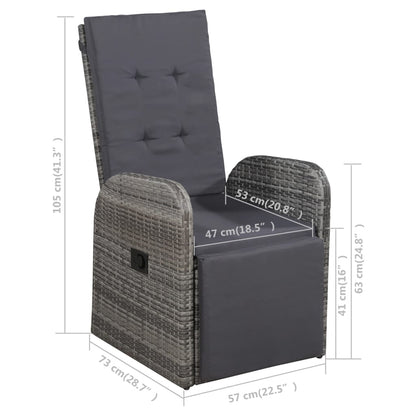 7 pcs conjunto de jantar para jardim cinzento